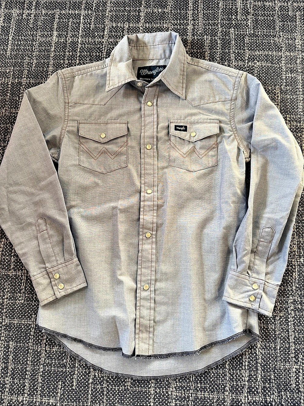 Wrangler Western Shirts Western Snap Shirt in Gray Size kids Large like New